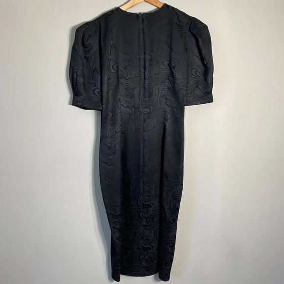 Adrianna Papell Women's Sz 6 Short Sleeve 100% Silk Patterned Sheath Dress Black - Picture 12 of 16